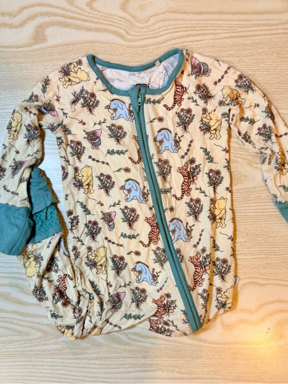 Bamboo Bliss Yellow Winnie the Pooh & Friends Zippy with Teal Trim (6-12months)